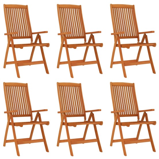 Chaises de jardin pliables lot de 6 bois d'eucalyptus massif