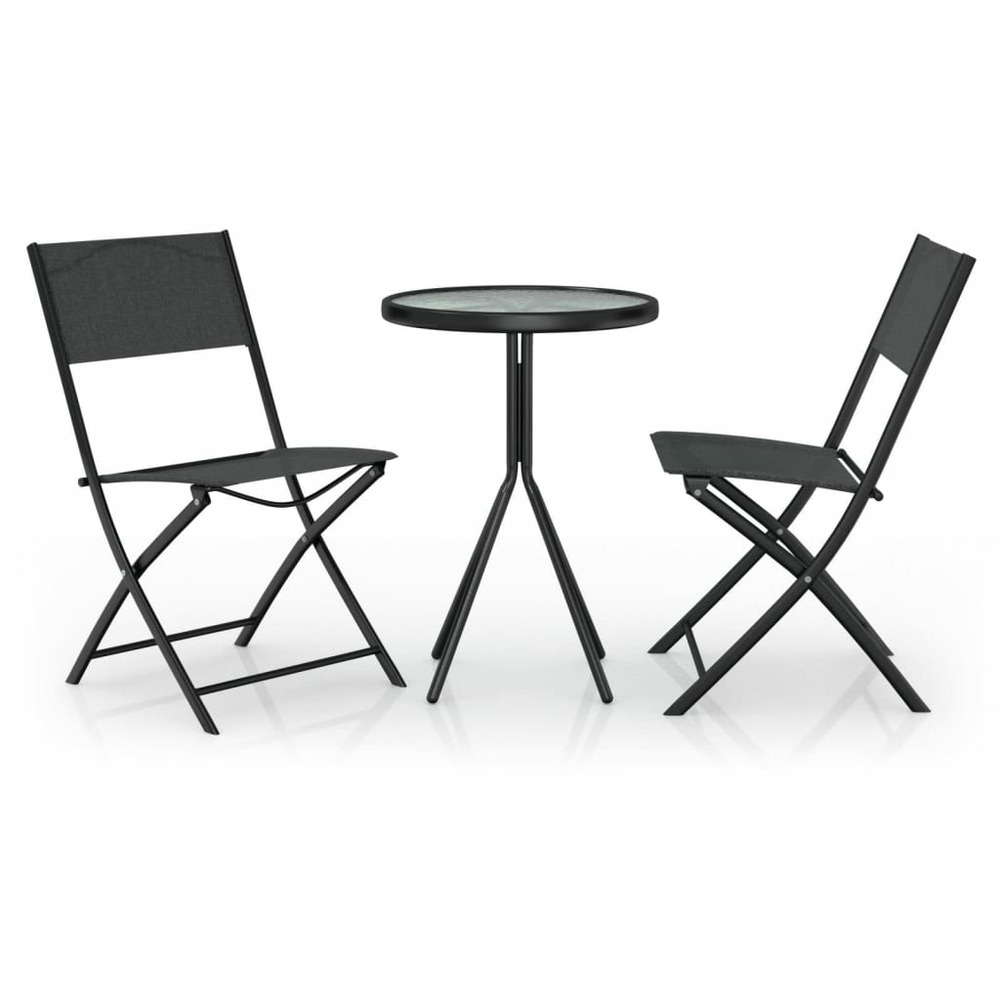 Ensemble de bistro 3 pcs acier noir