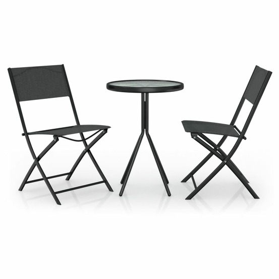 Ensemble de bistro 3 pcs acier noir