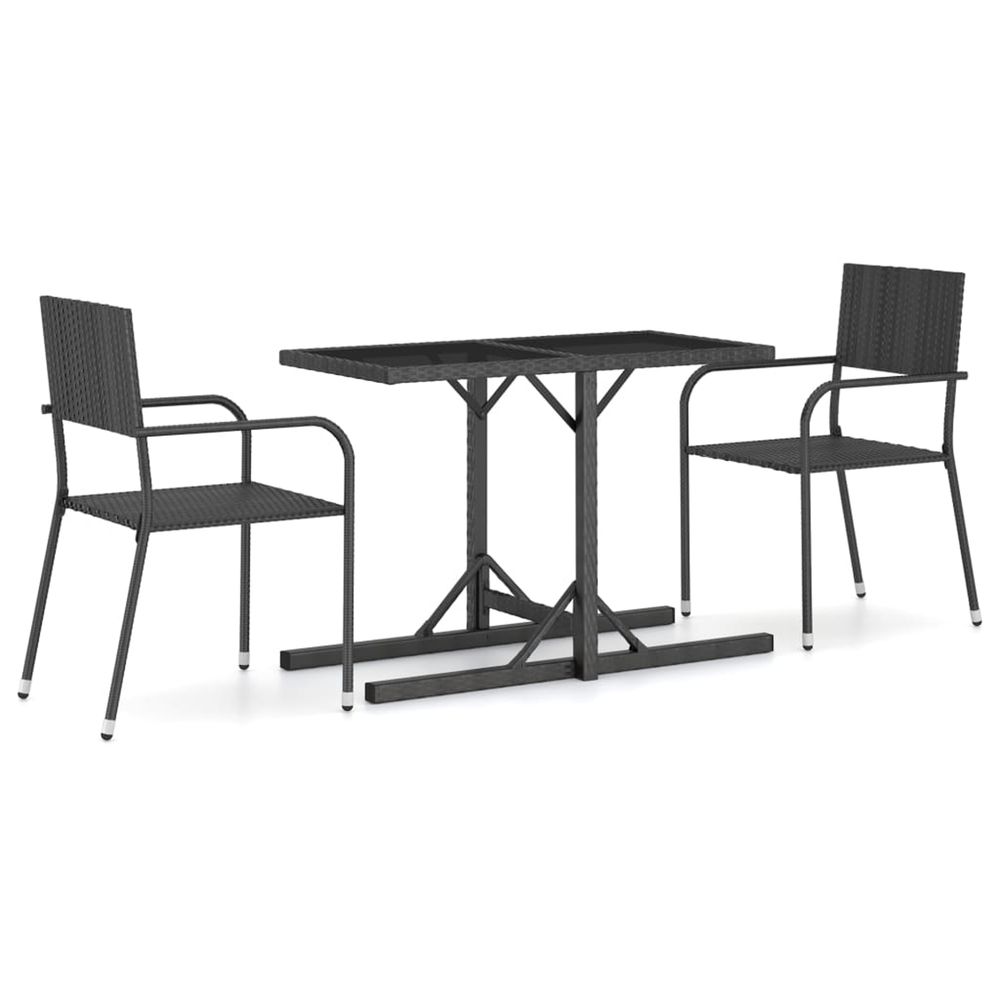 Ensemble à manger de jardin 3 pcs noir