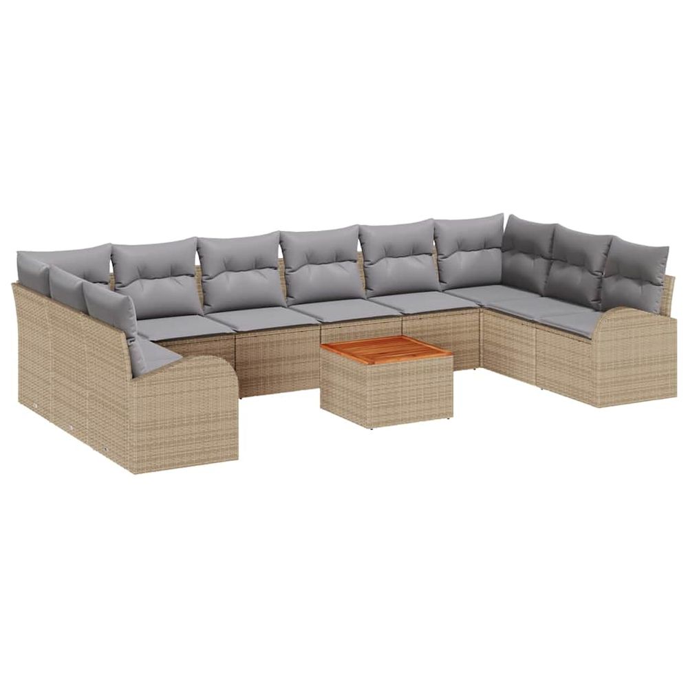 Ensemble de canapé de jardin 11 pc beige et gris clair