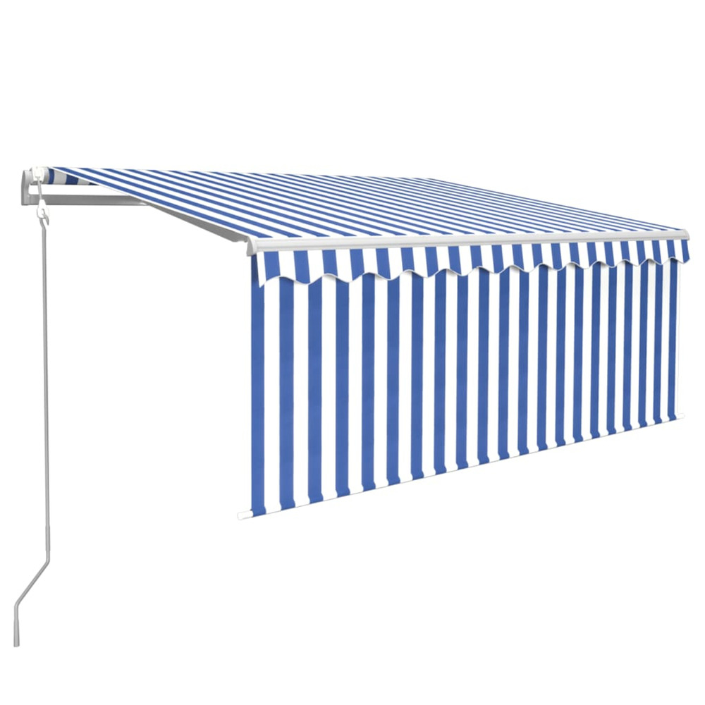 Auvent rétractable automatique avec store 3,5x2,5 m bleu blanc