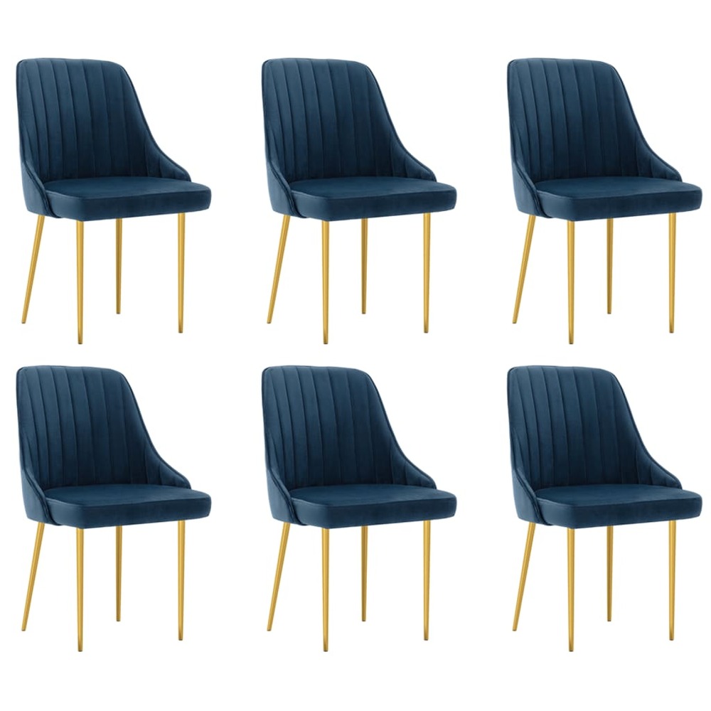 Chaises de salle à manger 6 pcs bleu velours