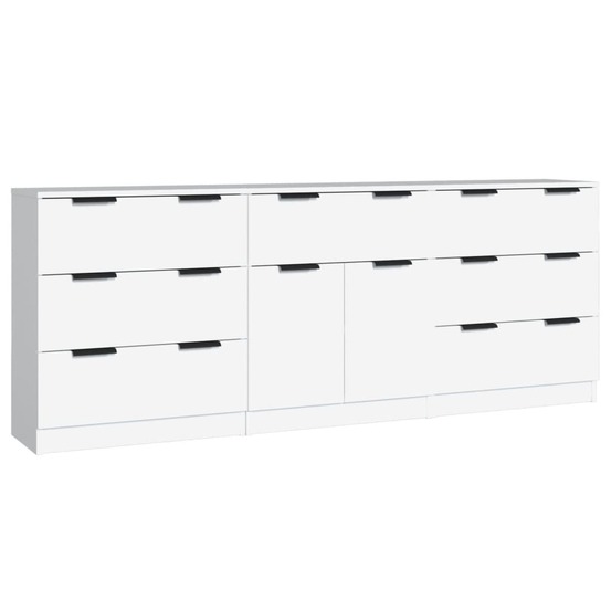 Buffet bahut commode armoire meuble de rangement organisateur cuisine salle de séjour salons 3 pcs bois d'ingénierie blanc 02