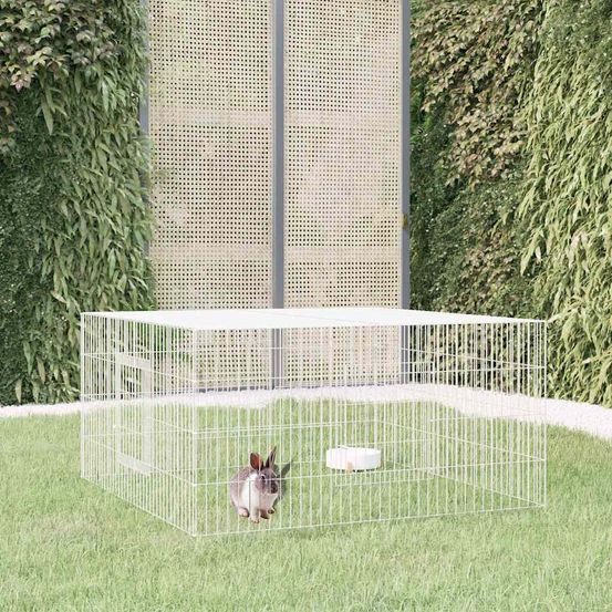 Cage à lapin en fer galvanisé clapier extérieur pour jardin 110x110x55 cm
