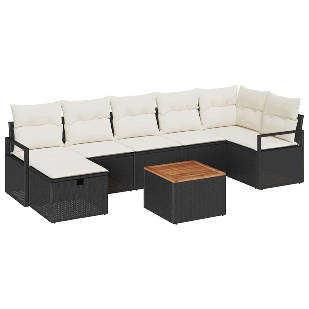Ensemble de canapé de jardin 8 pc noir polyrotin