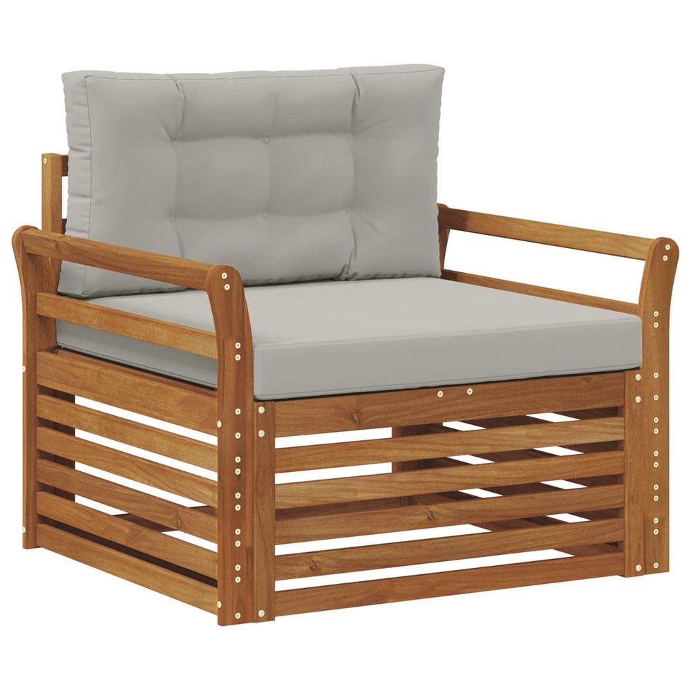 Canapé d’extérieur bois d'acacia massif et polyester