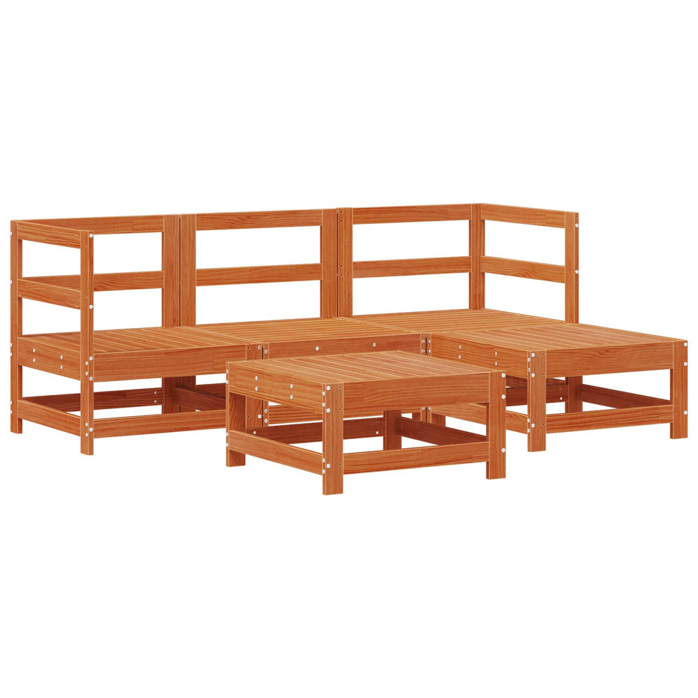 Ensemble de salon de jardin 5 pcs brun ciré pin massif