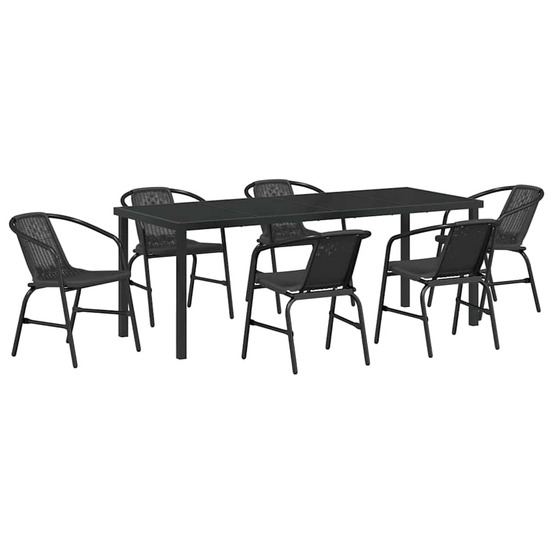 Ensemble de salle à manger pour jardin 7 pcs noir