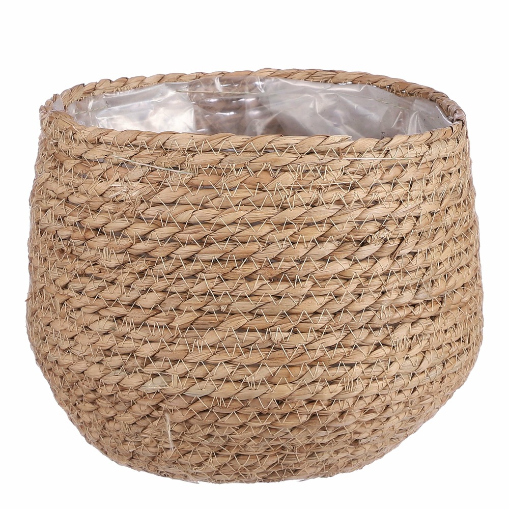 Mica decorations jorck panier à plantes - h19 x ø22 cm - jonc de mer - marron clair