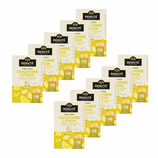 Thé vert gingembre et citron - 20 sachets - renuté