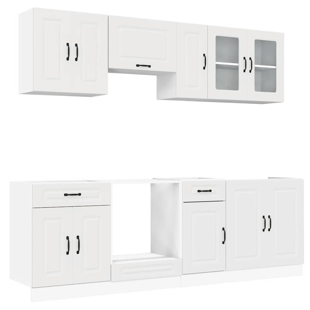 Ensemble d'armoires cuisine 8pcs kalmar blanc bois d'ingénierie