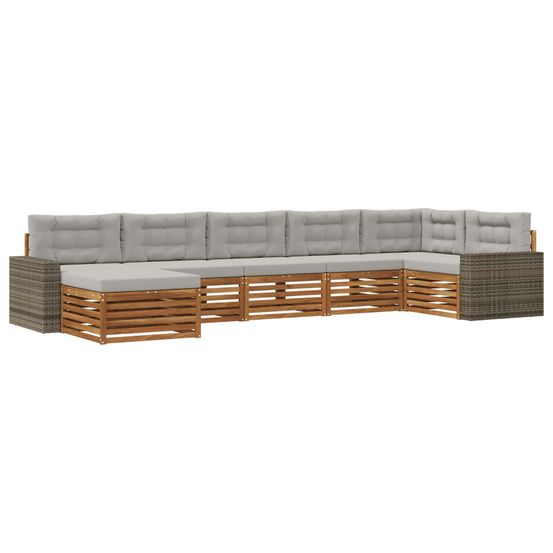 Ensemble de canapés d'extérieur 7 pc naturel et gris clair