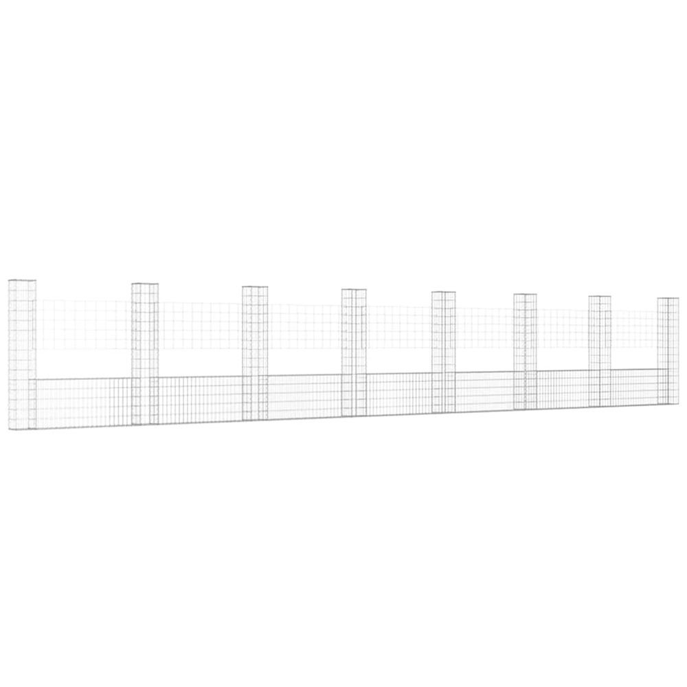 Panier de gabion en forme de u avec 8 poteaux fer 860x20x150 cm