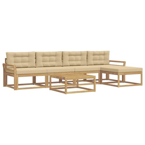 Ensemble de canapés d'extérieur 6 pc blanc et beige polyester