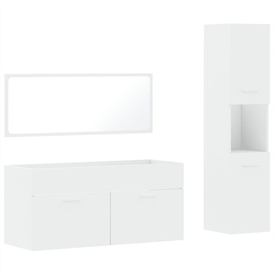 Ensemble de meubles salle de bain 3 pcs blanc bois d'ingénierie