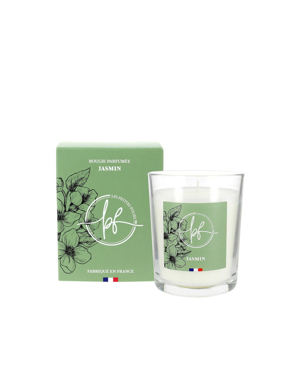 Bougie parfumée jasmin 180g avec etui - les petites folies