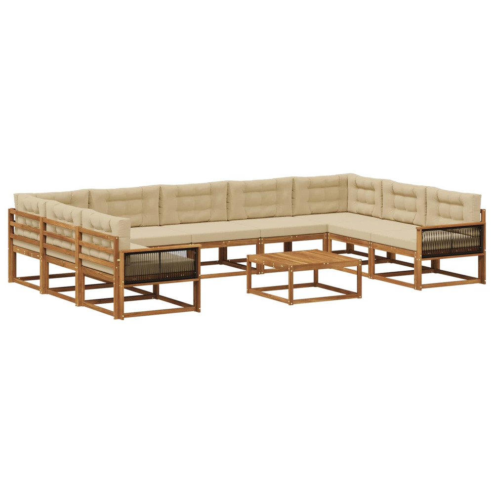 Ensemble de canapés d'extérieur 10 pcs naturel et beige