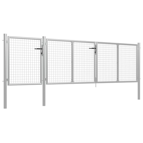 Portail de jardin en acier 400 x 75 cm argenté