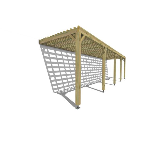 Pergola bois • 10m x 2m • adossée • sens profondeur • lattage bois • livraison comprise