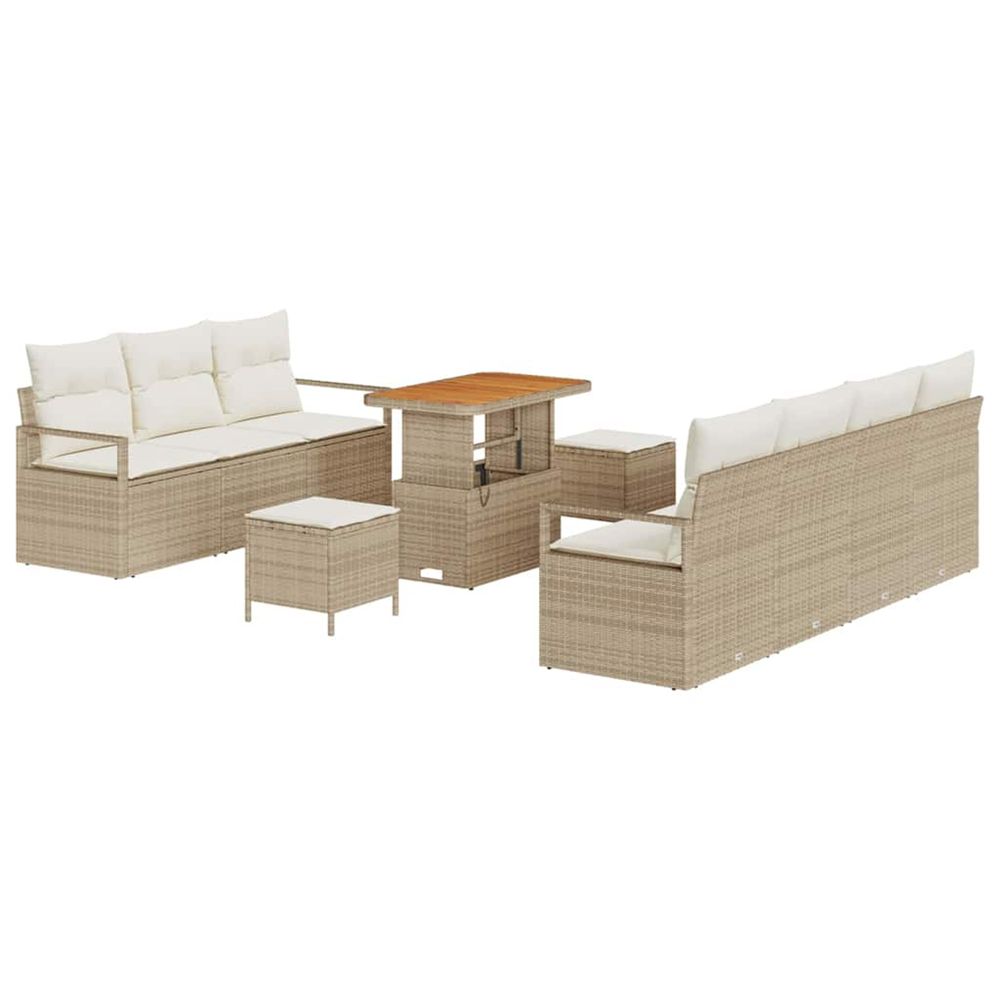 Ensemble de canapé de jardin 10 pc beige polyrotin