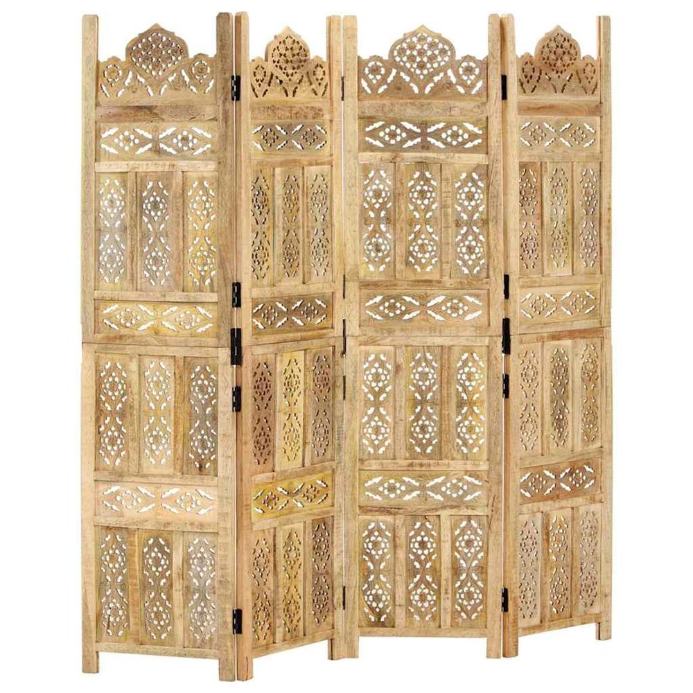 Cloison de séparation 4 panneaux 160x165 cm bois de manguier