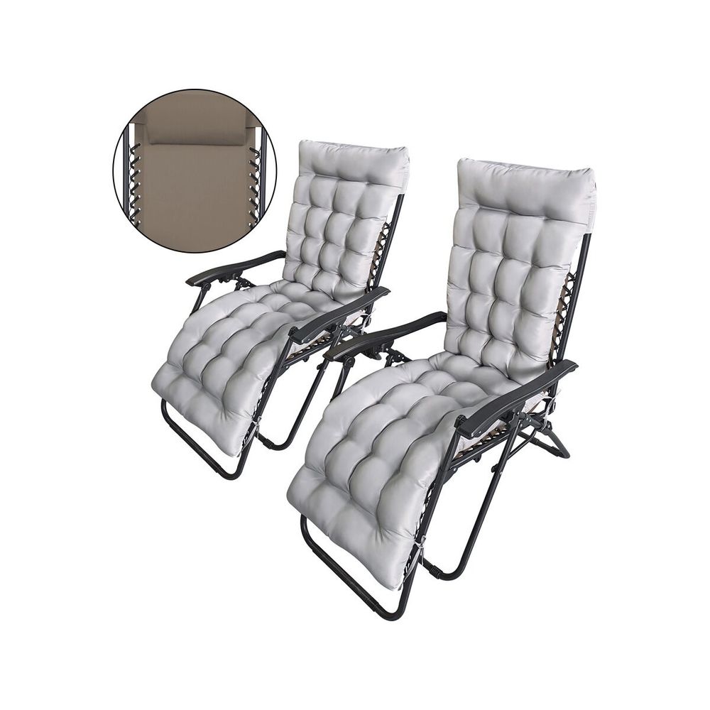 Lot de 2 fauteuils de jardin inclinable zéro gravité avec coussin matelassé 