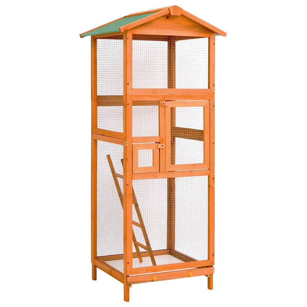 Cage à oiseaux 68x62x166 cm bois de sapin massif