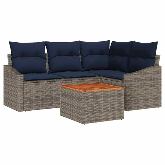 Ensemble de canapé de jardin 5 pcs gris et bleu marine
