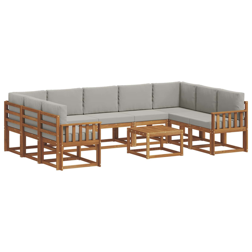 Ensemble de canapés d'extérieur 10 pcs gris naturel et clair