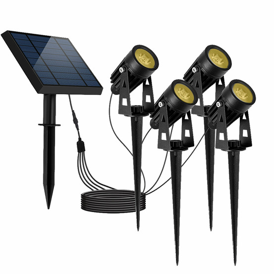 4 spots solaires connectés roundy blanc chaud 200lm