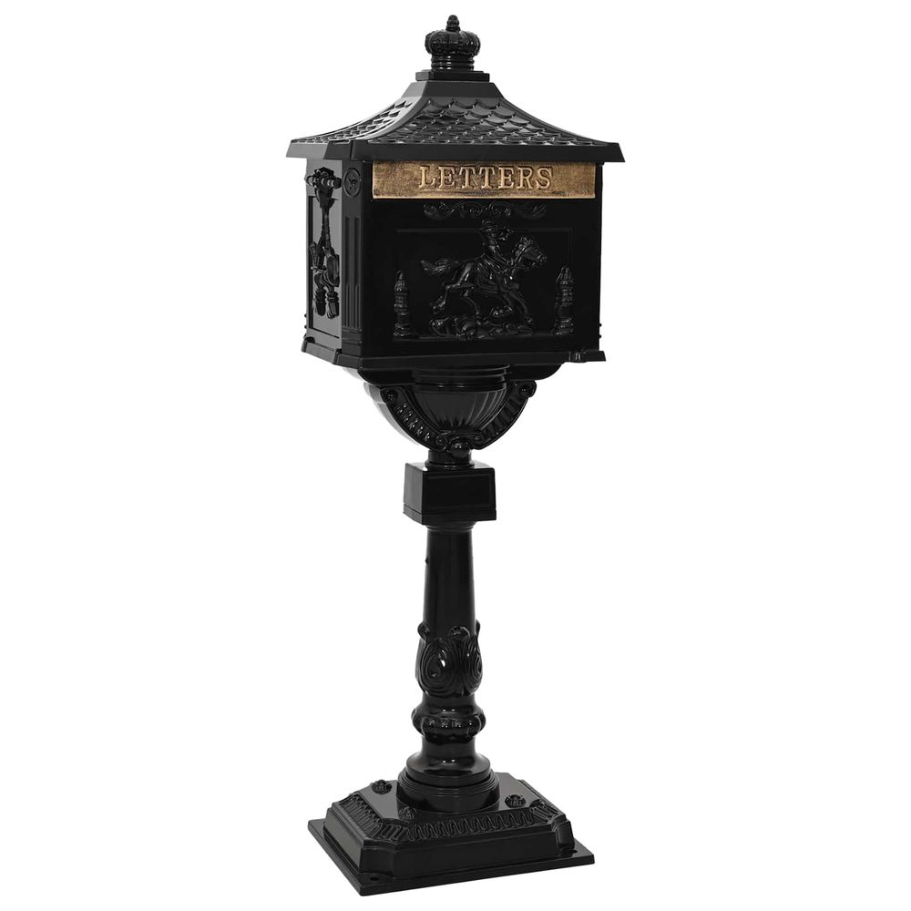 Boîte aux lettres debout avec porte noir 42,5 x 29,5 x 117 cm