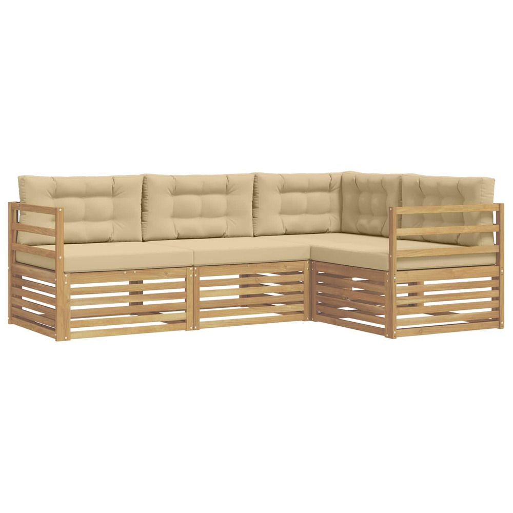 Ensemble de canapés d'extérieur 4 pc blanc et beige polyester
