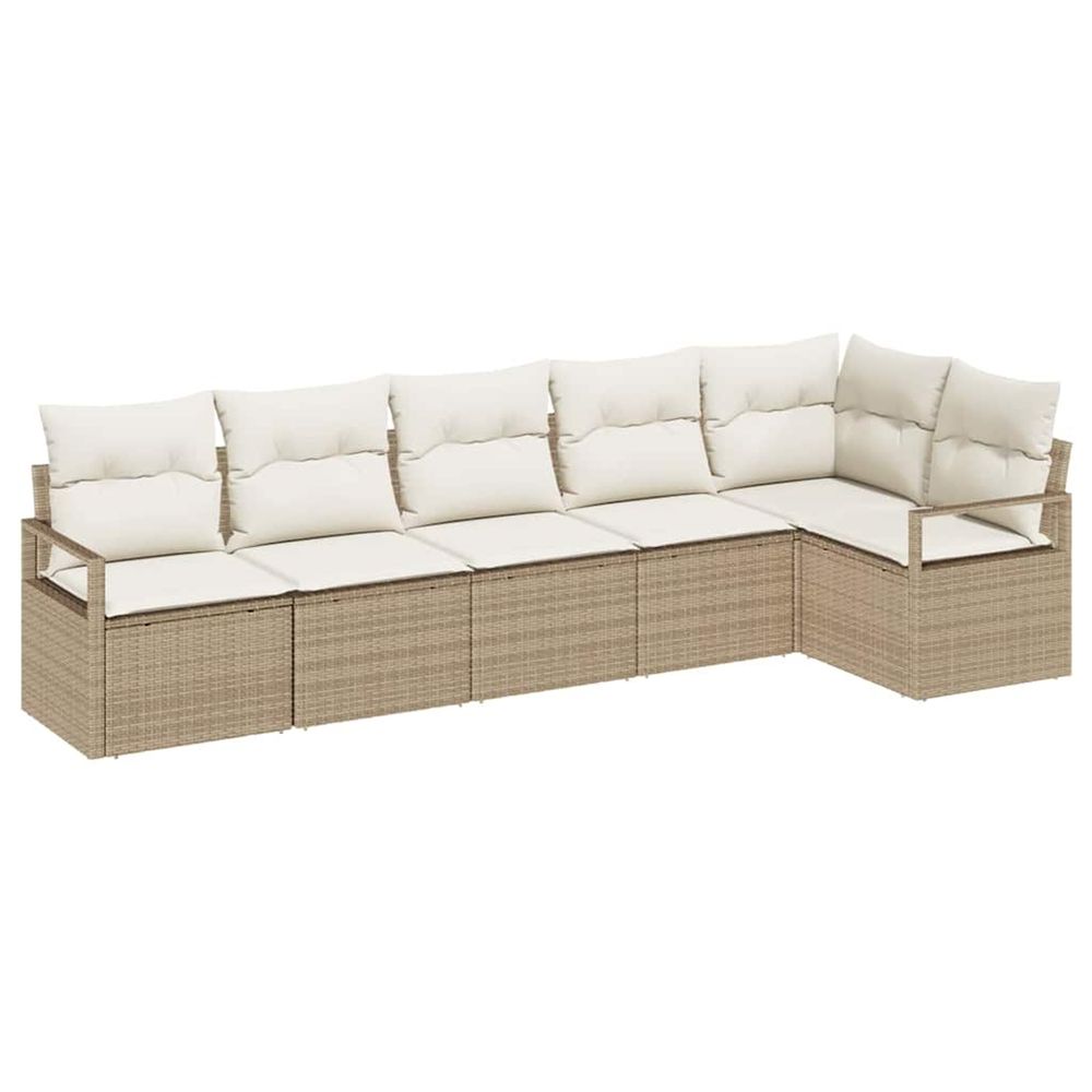Ensemble de canapé de jardin 6 pc beige et blanc polyrotin