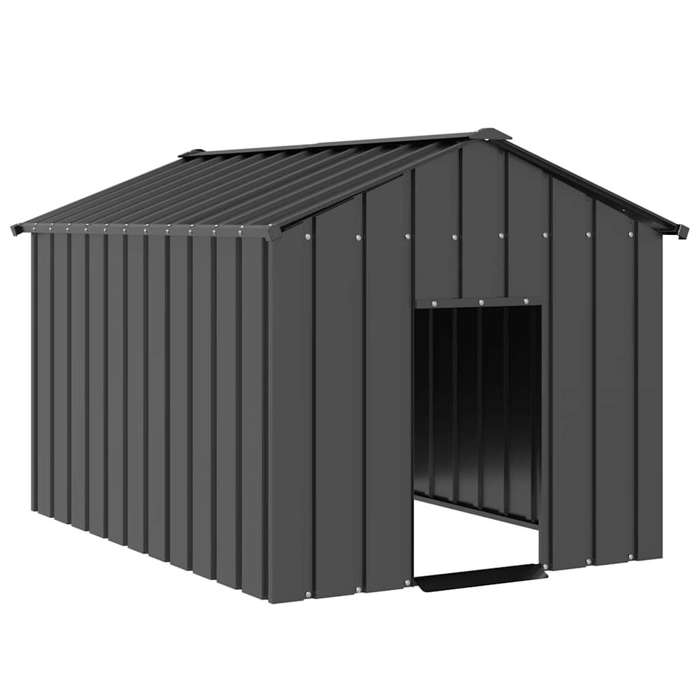 Niche xxl chien acier galvanisé avec toit protecteur jardin anthracite 113x153cm