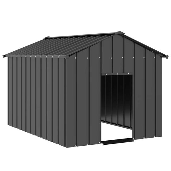 Niche xxl chien acier galvanisé avec toit protecteur jardin anthracite 113x153cm