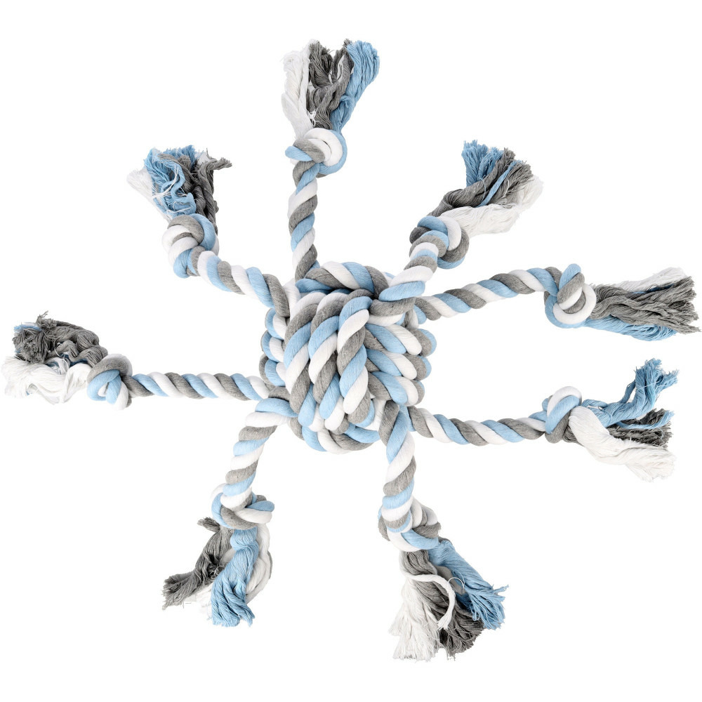 Jeux balle nouée octopus bleu jim ø 17 cm x 70 cm pour chien