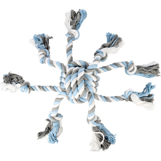 Jeux balle nouée octopus bleu jim ø 17 cm x 70 cm pour chien
