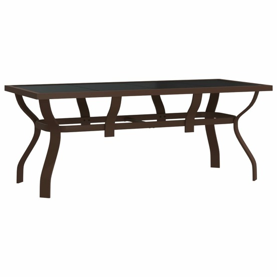 Table de jardin marron et noir 180x80x70 cm acier et verre
