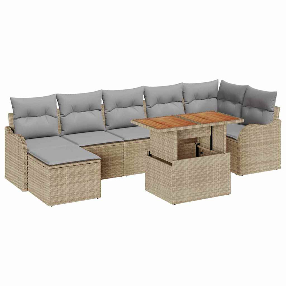 Ensemble de canapé de jardin 8 pcs beige et gris clair