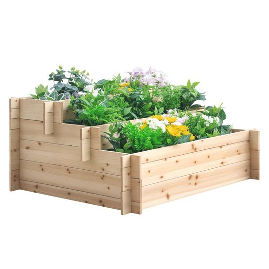 Jardinière 3 niveaux bois sapin extérieur potager en escalier 120x100cm