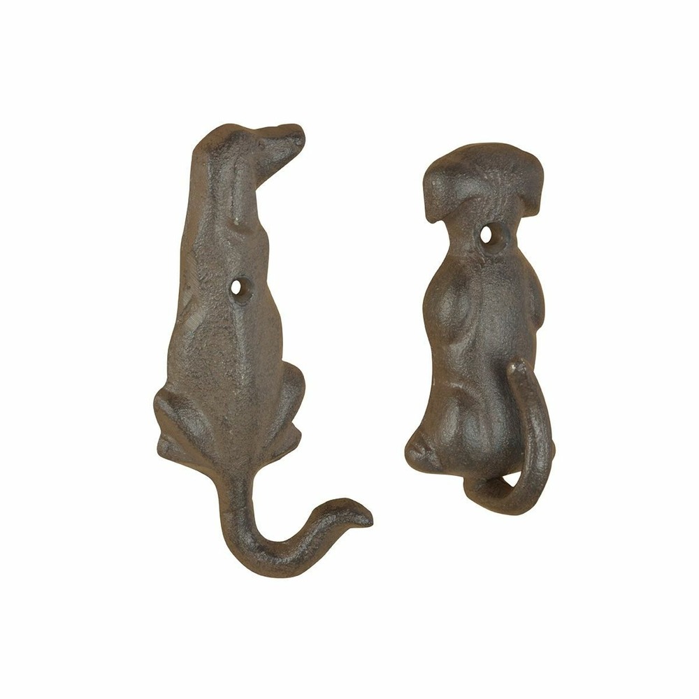 Patère queue d'animal en fonte (lot de 2) chien