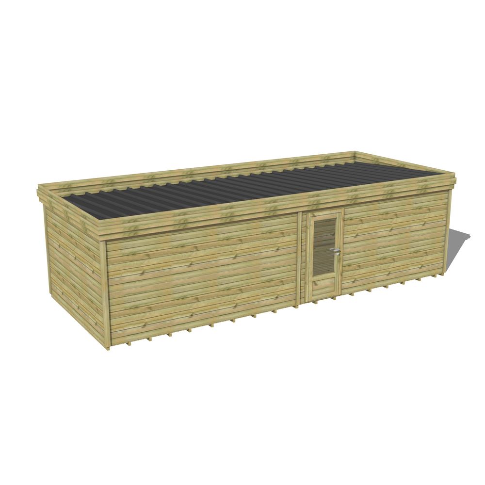 Abri de jardin bois pin traité autoclave 27mm - 8,595x3,44m / 30m2 - bac acier - plancher bois