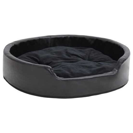 Lit pour chiens noir 79x70x19 cm peluche et similicuir