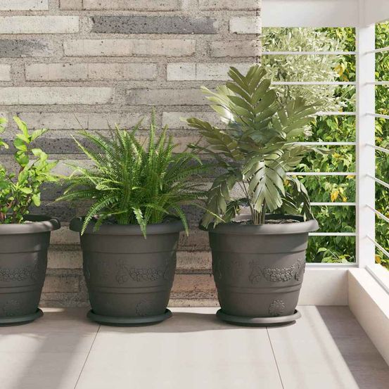 Lot de 24 soucoupes pot de fleur plastique jardin balcon rondes pour plantes ø 21,5 cm noir