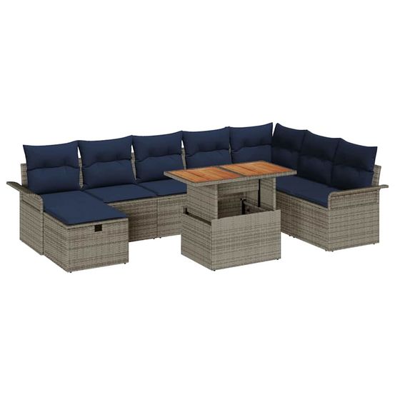 Ensemble de canapé de jardin 9 pc gris polyrotin