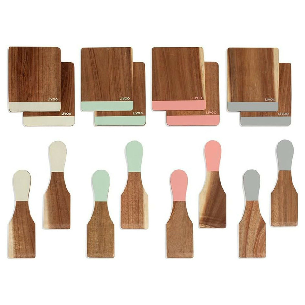 Set accessoires pour raclette livoo men427 – finition bois – 8 pièces, supports et spatules