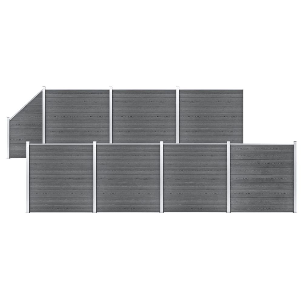 Ensemble de clôture wpc 7 carré + 1 incliné 1311x186 cm gris