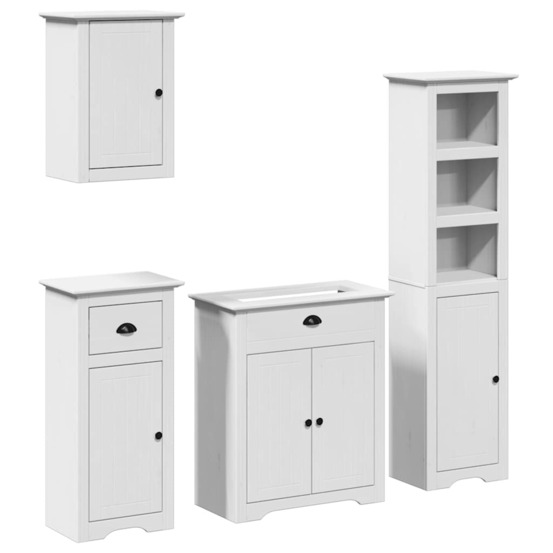 Meubles de salle de bain 4 pcs bodo blanc bois de pin massif