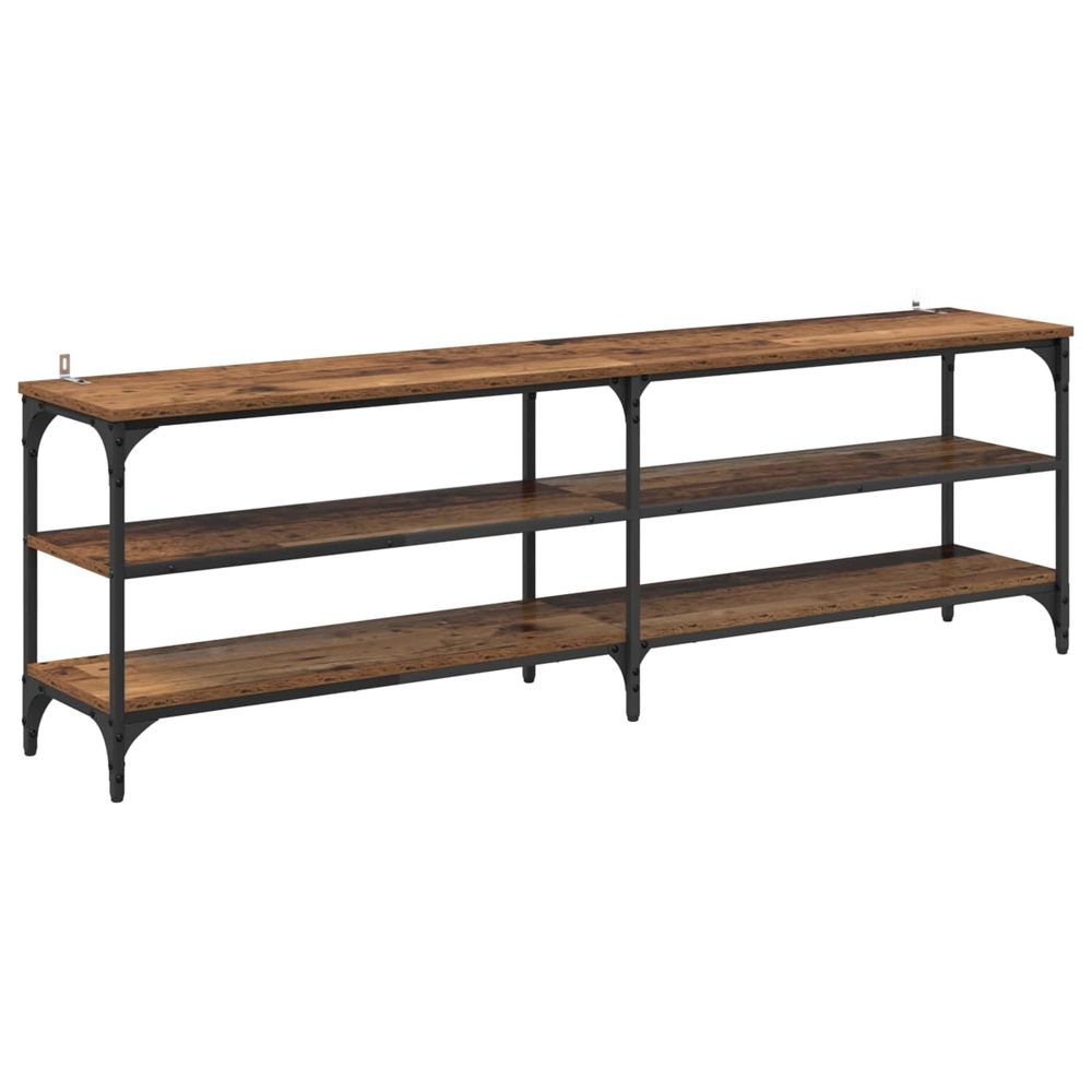 Meuble tv bois ancien 160 x 30 x 50 cm bois d'ingénierie et fer